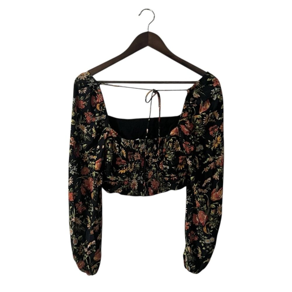 Urban Outfitters Floral Bambi Crop Top Size Small Floral Peasant Smocked Ruched - Picture 4 of 10